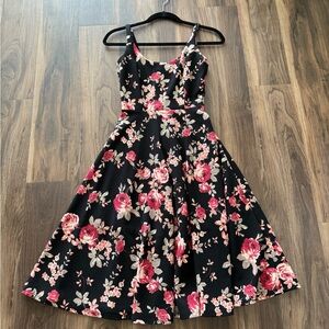 Floral Black and Pink Dress